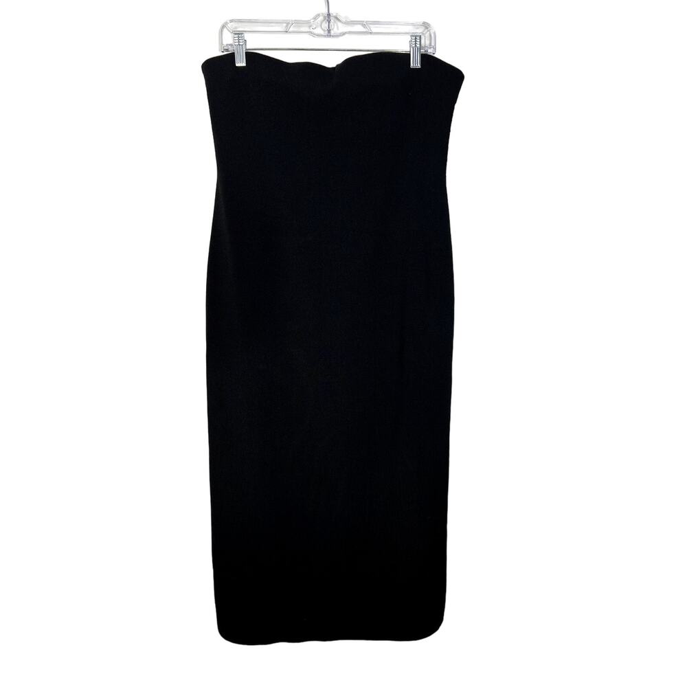 COS Black Strapless Textured Bodycon Tube Bandeau Stretch Midi Dress Size M